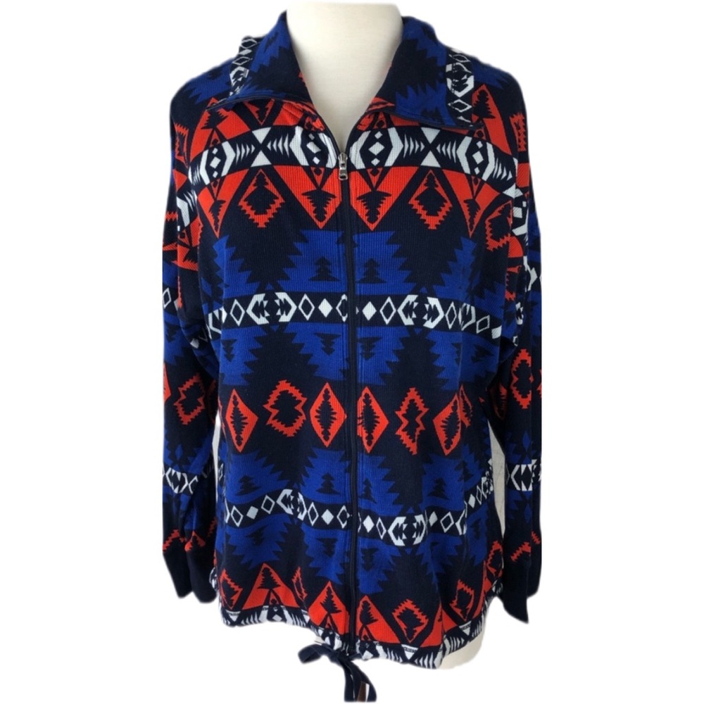 Ralph Lauren Active Full Zip Aztec Lightweight Ribbed Jacket Medium Southwest - Picture 2 of 9